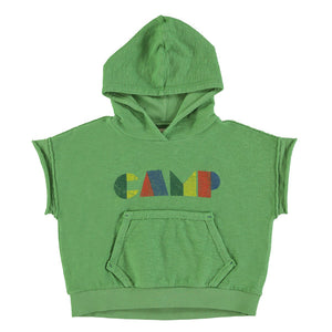 Piupiuchick Green W/ Multicolor "Camp" Sleeveless Hooded Sweatshirt