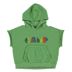 Piupiuchick Green W/ Multicolor "Camp" Sleeveless Hooded Sweatshirt