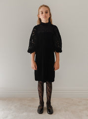 PETITE AMALIE BLACK VELVET CUT OUT DRESS