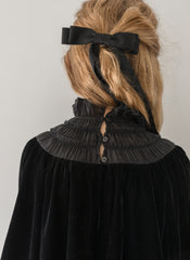 PETITE AMALIE BLACK VELVET SHIRRED ORGANZA DRESS