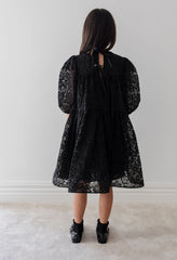 Petite Amalie Black Embroidered Organza Babydoll Dress