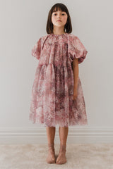 PETITE AMALIE HYDRANGEA PRINTED TULLE DRESS