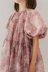 PETITE AMALIE HYDRANGEA PRINTED TULLE DRESS