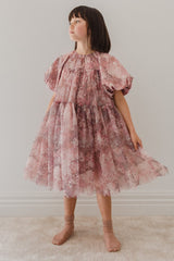 PETITE AMALIE HYDRANGEA PRINTED TULLE DRESS