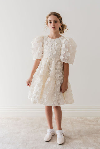 Petite Amalie Vanilla Daisy Organza Dress