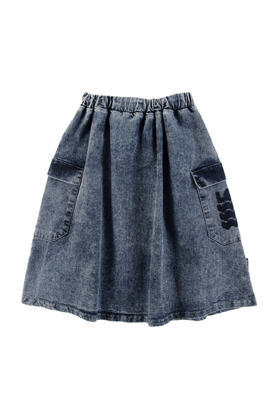 Loud Mid Blue Stone Wash Amici Midi Skirt