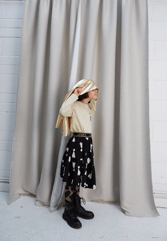 BEAU LOVES EXCLAMATION HEARTS ASYMMETRIC SKIRT