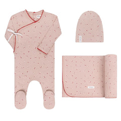 ELY'S AND CO PINK ORGANIC COTTON CLUSTER FLOWER & LEAF TAKE ME HOME SET