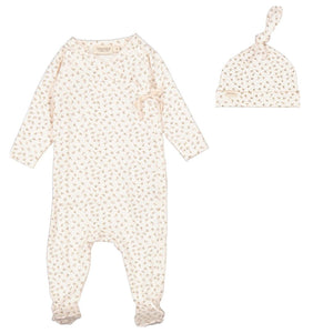 MARMAR PETITE FLEURS FOOTIE & HAT SET