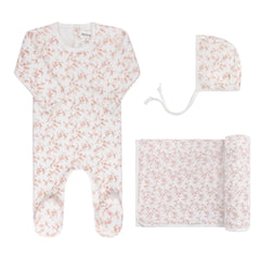 ELY'S & CO PINK ON IVORY VELOUR VINE TAKE ME HOME SET