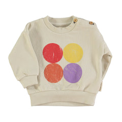 PIUPIUCHICK ECRU CIRCLES BABY SWEATSHIRT