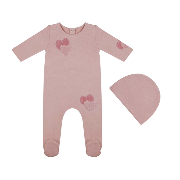 Tricot Bebe Mauve Ribbed Hearts Corduroy Stretchie