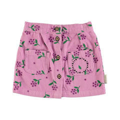 PIUPIUCHICK PINK CORDUROY ALLOVER FLOWER SKIRT