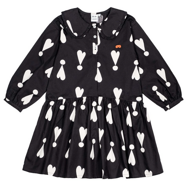 BEAU LOVES BLACK EXCLAMATION HEARTS COLLAR DRESS