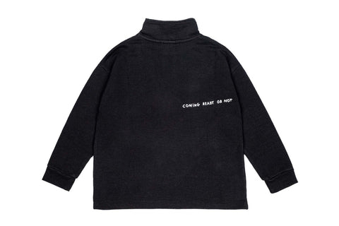 BEAU LOVES BLACK HALF ZIP UP SWEATER