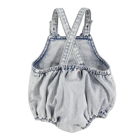 PIUPIUCHICK WASHED LIGHT BLUE DENIM ROMPER