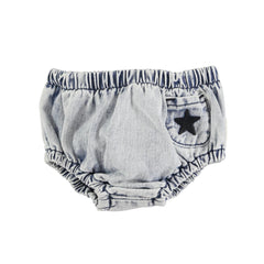 PIUPIUCHICK WASHED LIGHT BLUE DENIM BLOOMERS