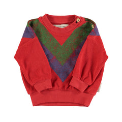 PIUPIUCHICK RED TRIANGLE TERRY BABY SWEATSHIRT