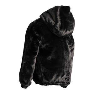 Mantel Black Hooded Fur Coat