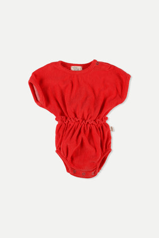 MY LITTLE COZMO SOLID TERRY PINK RUBY GIANNA ROMPER