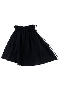 LOUD BLACK/WHITE TRIM GATHERED WAIST SKIRT