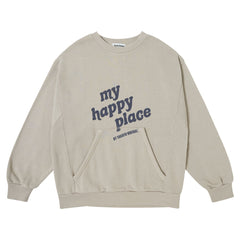 Tocoto Vintage Taupe "My Happy Place" Sweatshirt