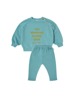 Tocoto Vintage Green "Weekend Family Club" Sweat Set