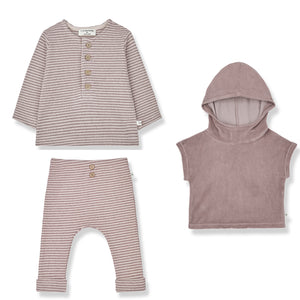 1 + IN THE FAMILY NUDE-MAUVE VEST AND LEGGING SET