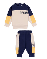 WYNKEN NAVY/ PALE EGG SAIL SWEATSHIRT TRACK BABY SET