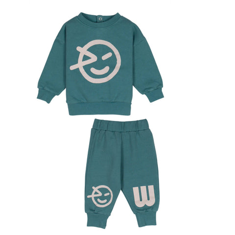 WYNKEN SOFT GREEN MINI SWEAT SET