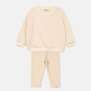 MY LITTLE COZMO SIMON DIAMOND QUILTED IVORY LEGGING SET