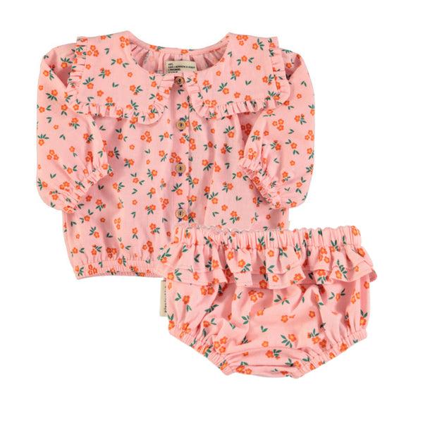 Piupiuchick Pink Flowers Bloomer Set