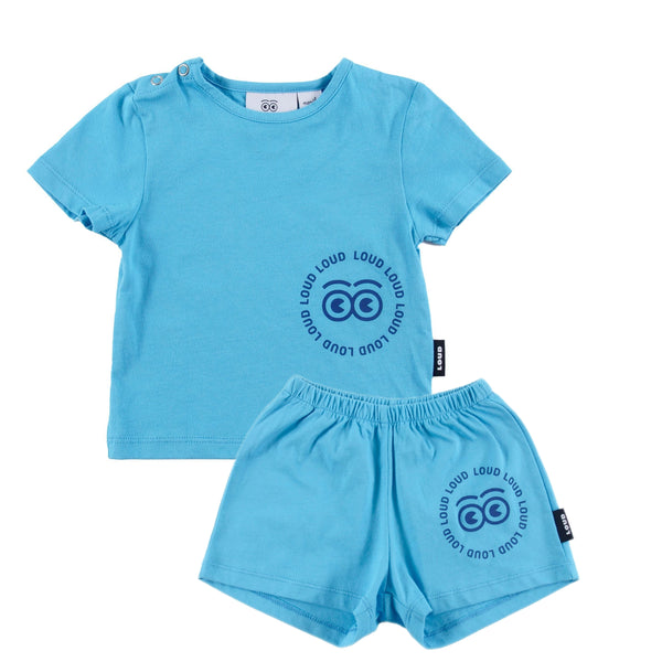 Loud Apparel Cyan blue shorts set