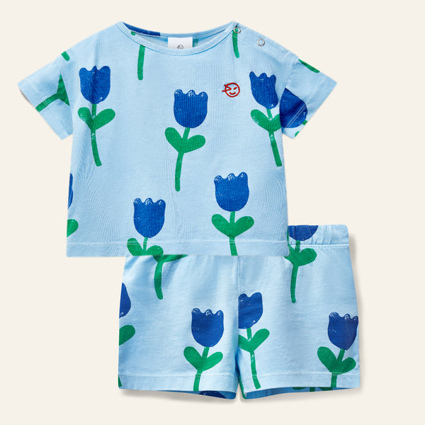 Wynken Bird Blue Mini Kite Shorts Set