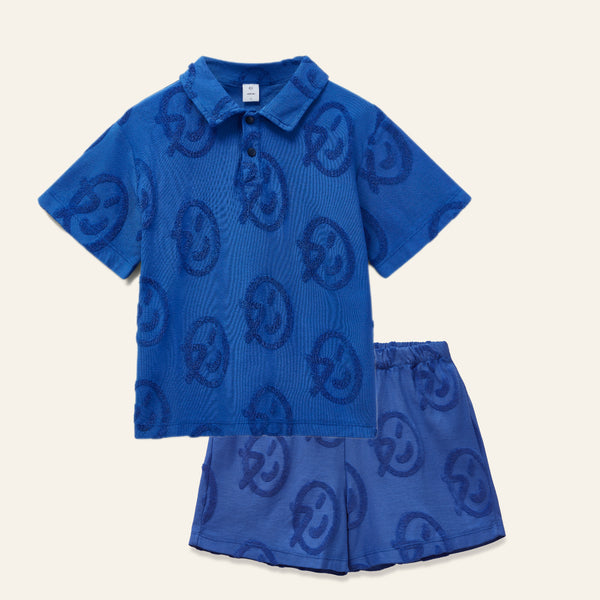 Wynken Klein Blue Logos Pulpo Polo Shorts Set