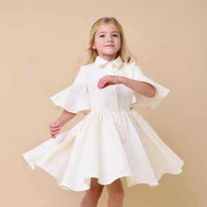 JESSIE AND JAMES WHITE TEXTURE LITTLE SISTER POCKET DRESS
