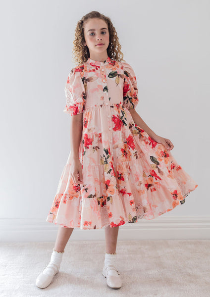 Petite Amalie Doily Applique Voile Midi Dress