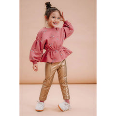 SPROET AND SPROUT MAUVE CHERRY FLOWER PEPLUM SWEATSHIRT