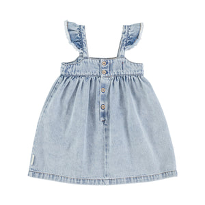 Piupiuchick Washed Blue Denim Knee Length Dress