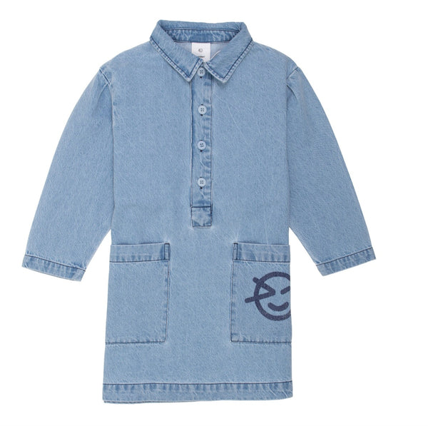 WYNKEN PALE BLEACH DENIM LAPIN DRESS