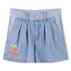 Billieblush Double Stone+Bleach Graphic Denim Shorts