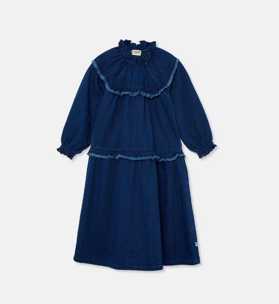 MY LITTLE COZMO BLUE DENIM LAYERED DRESS