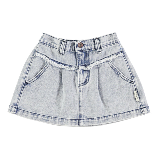 PIUPIUCHICK WASHED LIGHT BLUE DENIM KNEE LENGTH SKIRT