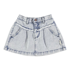 PIUPIUCHICK WASHED LIGHT BLUE DENIM KNEE LENGTH SKIRT