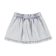 PIUPIUCHICK WASHED LIGHT BLUE DENIM KNEE LENGTH SKIRT