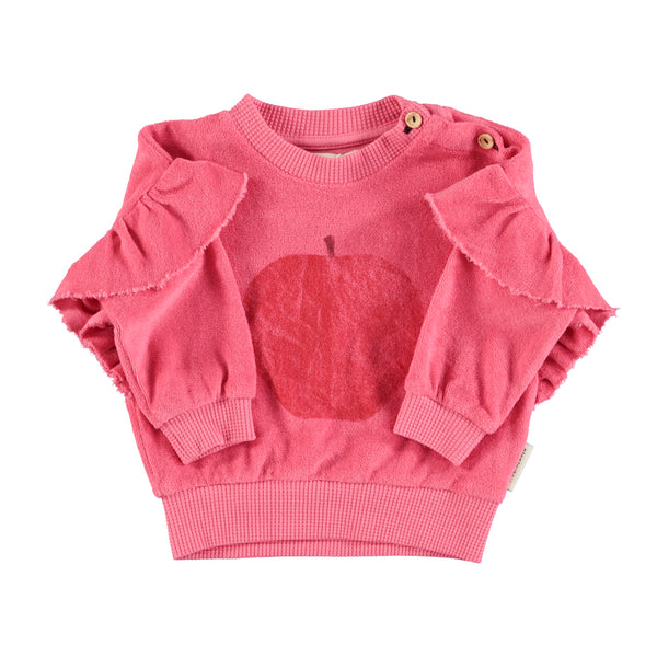 PIUPIUCHICK STRAWBERRY PINK APPLE TERRY BABY SWEATSHIRT