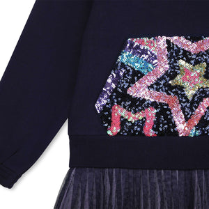 BILLIEBLUSH POCKET IN SEQUINS ON THE FRONT WITH ALLOVER STARS DRESS