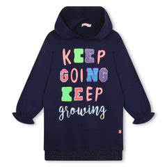 BILLIEBLUSH NAVY GRAPHIC HOODED SWEATSHIRT DRESS