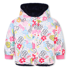 BILLIEBLUSH PINK FLOWER POWER REVERSIBLE PUFFER JACKET