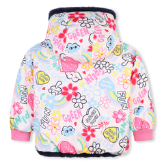 BILLIEBLUSH PINK FLOWER POWER REVERSIBLE PUFFER JACKET